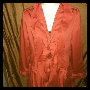 Elle coral ruffel trench coat